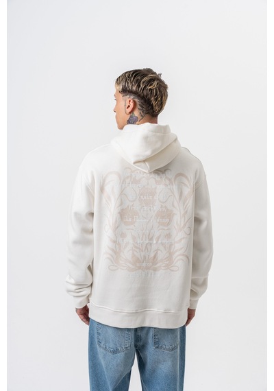 Respire Erkek Garden Baskılı Kapüşonlu Oversize Hoodie Ekru