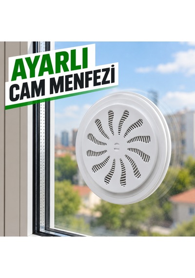 Ayarlı Cam Menfezi 180 Mm Doğalgaz Menfezi Beyaz Havalandırma Menfezi