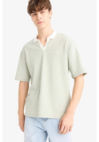 Defacto - Dokulu Boxy Fit Polo Tişört F8351AX25AU