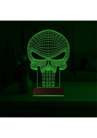 Luvivia Kuru Kafa Punisher 3d Lamba - Masa Gece Lambası Şeffaf