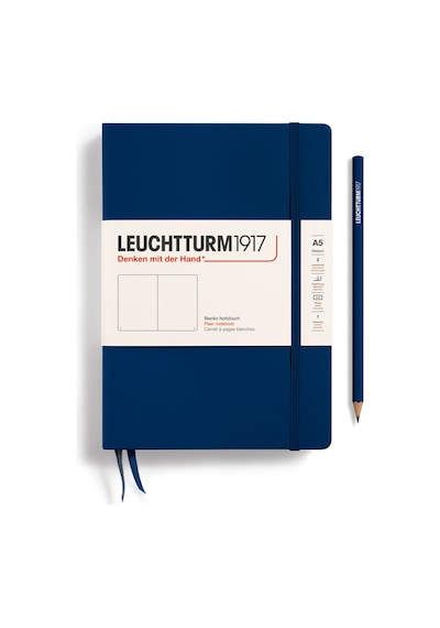 Leuchtturm1917 Not Defteri Orta Boy A5 , Sert Kapak, 251 Numaralandırılmış Sayfa, Düz, Lacivert
