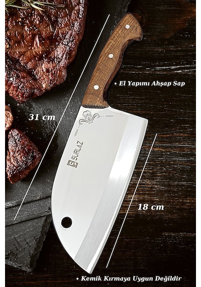 Sürlaz Şef Bıçak Seti 4 Parça Almazan Bıçak Outdoor Bıçakları Hed Kahve