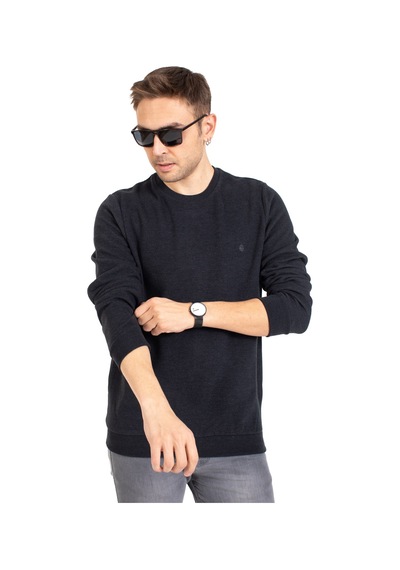 Erkek Klasik Regular Kalıp Pamuklu Selanik Yuvarlak Yaka Sweatshirt 1111-Füme-Füme