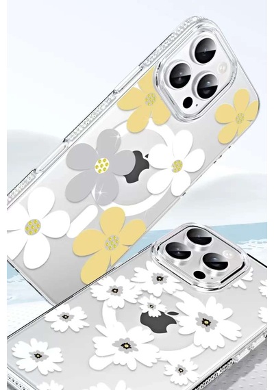 İphone 16 Pro Max Floral Magsafe Kapak - Sarı