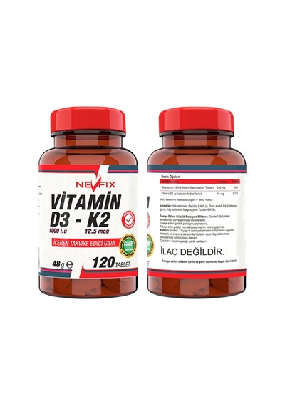 Magnesium Malat 180 Tablet & Nevfix Vitamin D3-k2 120 Tablet