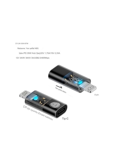 Pd 35w Lightning To Type C Çevirici Dönüştürücü İphone Yuva Çevirici Hızlı Şarj Ve Veri Aktarımı Otgsl