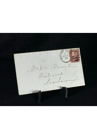 İngiltere Klasik Dönem 1875 Victoria Dönemi Red Penny Pullu Zarf Postadan Geçmiş Varış Damgalı
