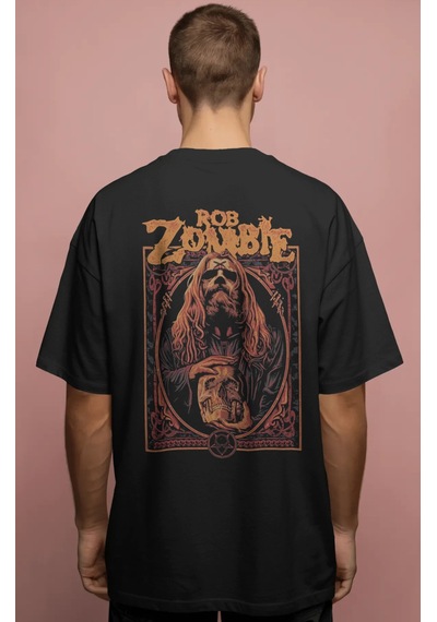 Rob Zombie Rock Metal Müzik Grubu Baskılı Unisex Oversize Premium Siyah