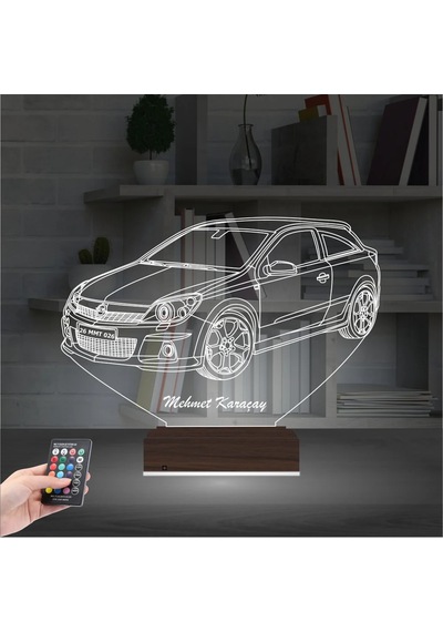 Luvivia Opel Astra Araba Kişiye Özel 3d Lamba - Masa Gece Lambası Şeffaf