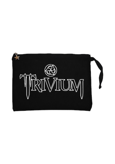 Trivium Logo Type Siyah Clutch Astarlı Cüzdan / El Çantası Siyah