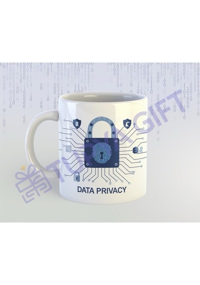 "data Privacy" Tasarımlı Teknoloji Kupası Beyaz