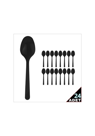 Plastik Kaşık, 24 Adet - Siyah