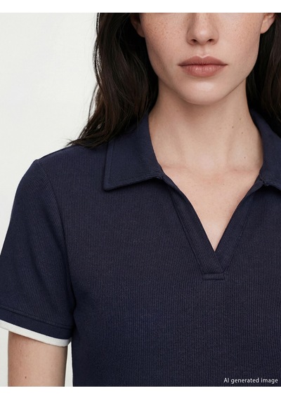 Lcw Comfort Lacivert Polo Yaka Kadın Tişört