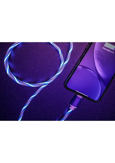 Manyetik Data Ve Hızlı Şarj Kablosu Led Işıklı Micro Usb Rgb
