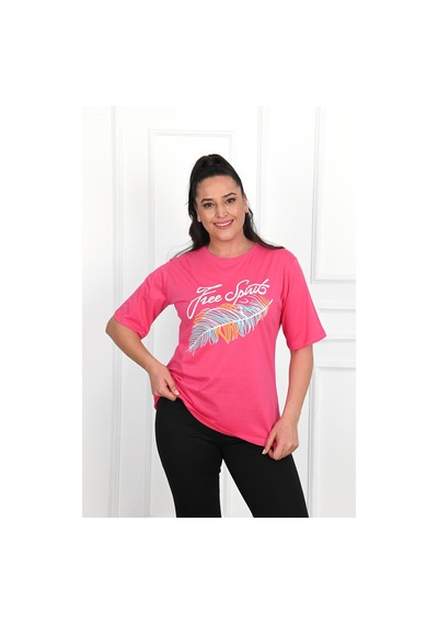 Kadın Büyük Beden Free Spirit Baskılı T-shirt 1576-23 001