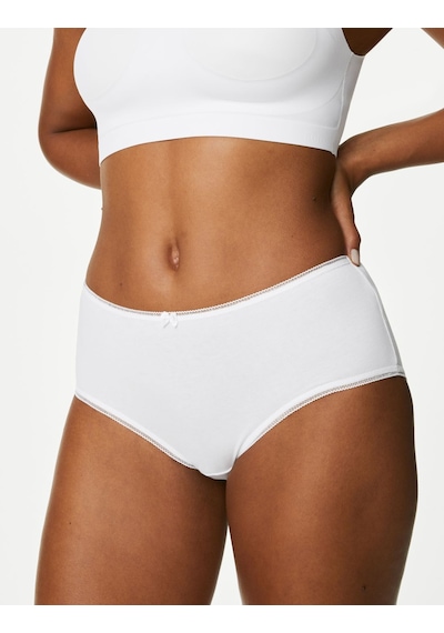 Marks & Spencer 5'li Cotton Lycra Short Külot Seti T61004933p Beyaz