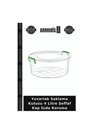 Yuvarlak Saklama 4 Litre Şeffaf Kap Gıda Koruma Çok Renkli