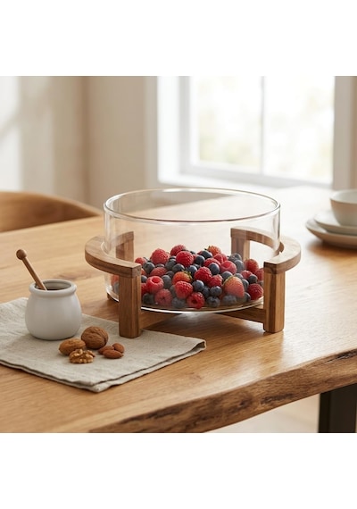 %100 Doğal Akasya Ayaklı Sunum Ve Salata Kasesi - Ahşap Ayaklı Meyvelik Ve Çerezlik 15x7 Cm Veya 20x10 Cm Seçenekli, 1 Adet 20cm 10cm Çok renkli