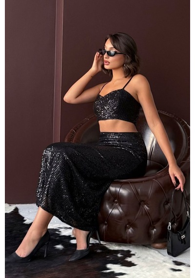 Verymoda Payetli Büstiyer - Parti Ve Davet Şıklığı F1979 Siyah