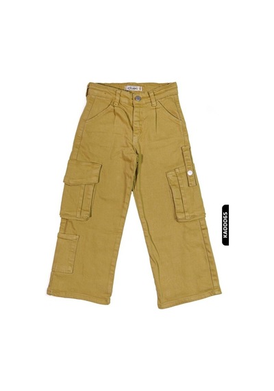 Escabel Xo Kids Kargo Cepli Kemerli Düz Paçalı Kız Çocuk Pantolon 5-14 Yaş 2413 Fıstık Yeşili