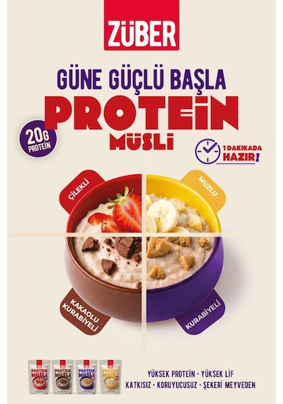 Çilekli Yulaflı Protein Müsli 20g Protein 70g X 5 Adet