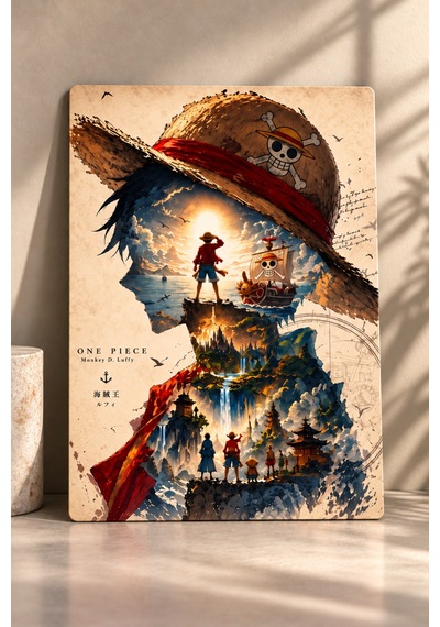 Dekoratif Luffy Metal Tablo Modern Duvar Dekorasyonu Anime Çok Renkli