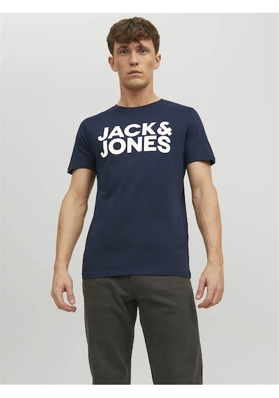Jack & Jones Erkek T-shirt Lacivert 12151955 Jjecorp Logo Tee Ss O-neck Noos 24yw21000003 W2100057 Lacivert
