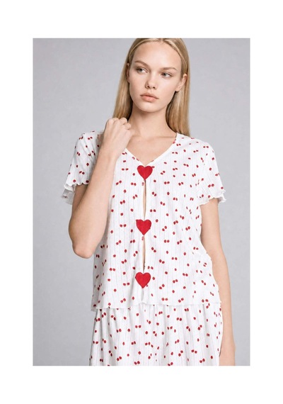 Defacto Regular Fıt Şortlu Kısa Kollu Desenli 2li Ecru Pijama Takımı H6373ax26hser98 Ekru-er98