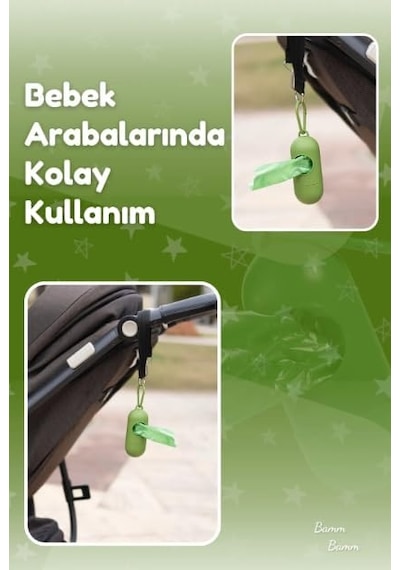 Bamm Bamm Kirli Bebek Bezi Çöp Poşeti Ve Çanta Boy Taşıma Çantası Yeşil Diğer