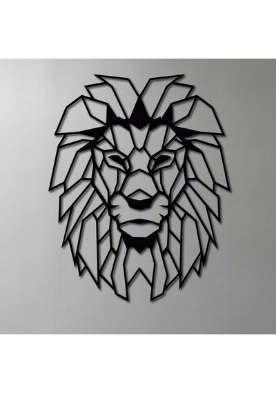 Aslan Kafası Metal Tablo Siyah