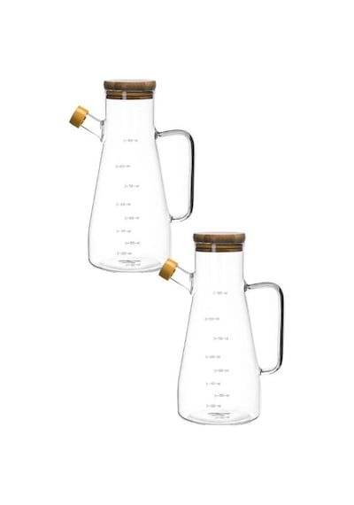 Bambu Kapaklı Vaku MLu Borosilikat 900 ML Yağlık Sütlük 3Lü .