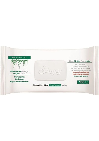 Sleepy Easy Clean Yüzey Temizlik Havlusu Beyaz Sabun 100 Yaprak Tekli