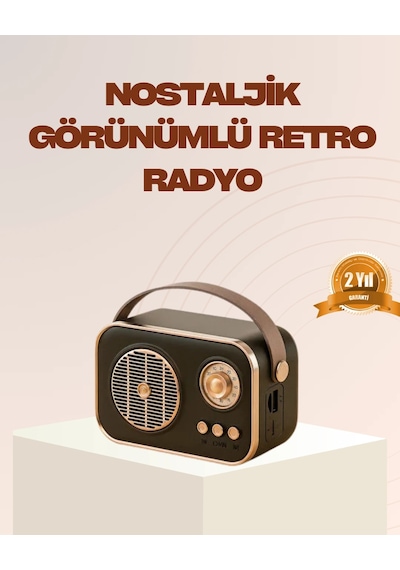 Hubrendy Tekno Retro Bluetooth Radyo Nostaljik Tasarım, Tf Kart Ve Usb Destekli
