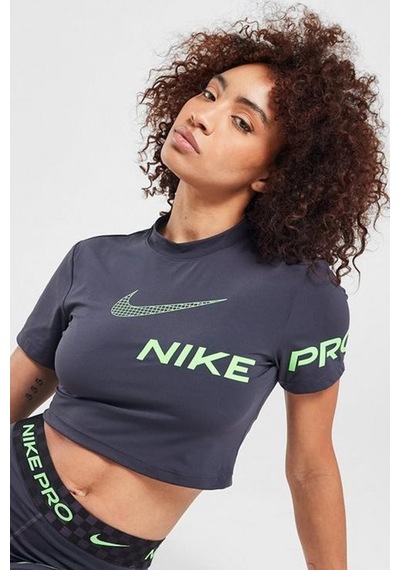 Nike Pro Dri-fit Cropped Graphic Sleeve Kadın Antrasit Tişört