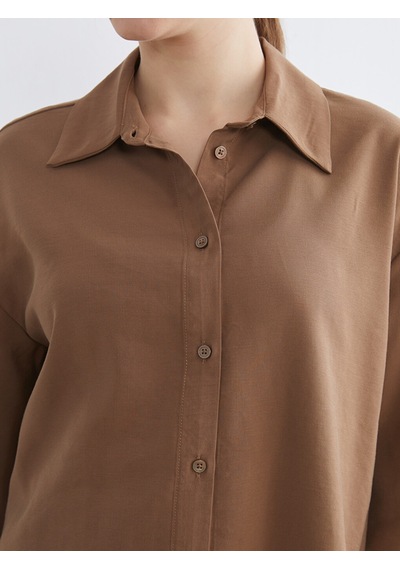Lcw Modest Bej Loose Fit Kadın Gömlek Tunik