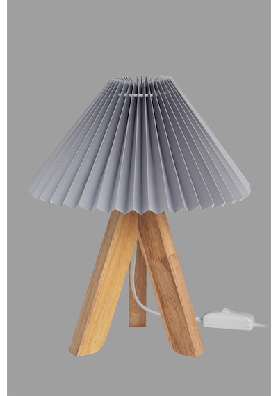 Rino Abajur Tripod Ahşap Ayaklı Pilise/akardeon Şapkalı Masa Lambası - Salon, Yatak Odası, Komodin Üstü Gece Lambası Gri Gri Rino Abajur Tripod Ahşap Ayaklı Pilise/akardeon Şapkalı Masa Lambası - Salon, Yatak Odası, Komodin Üstü Gece Lambası Gri Gri
