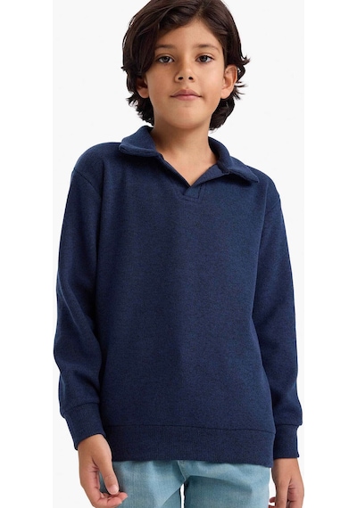 Defacto Oversize Geniş Kalıp Yarım Fermuarlı Baskılı Jakarlı Sweatshirt Erkek Çocuk G5384A825WN