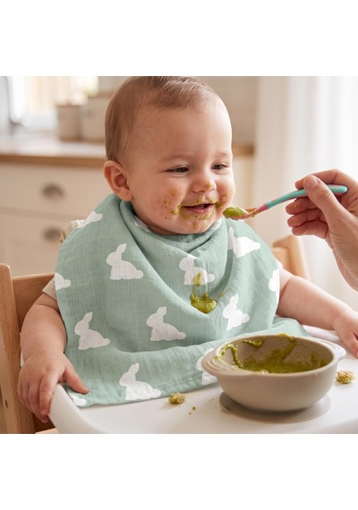 %100 Pamuk Müslin Bebek Omuz Bezi 5li - Mono Lapin Matcha Green Omzbez-05l-000mhg