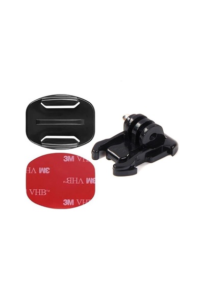 Gplus Bs02yh 3 Parça Flat Zemin Düz Yüzey Hızlı Tak Aksiyon Kamera 3m Yapışkanlı Motor Kask Bağlantı Seti Siyah