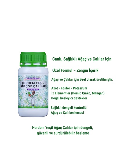 Doctor Bahçem Herdem Yeşil Ağaç Ve Çalılar İçin Sıvı Bitki Besini Sağlıklı Gelişim İçin 1000 Ml