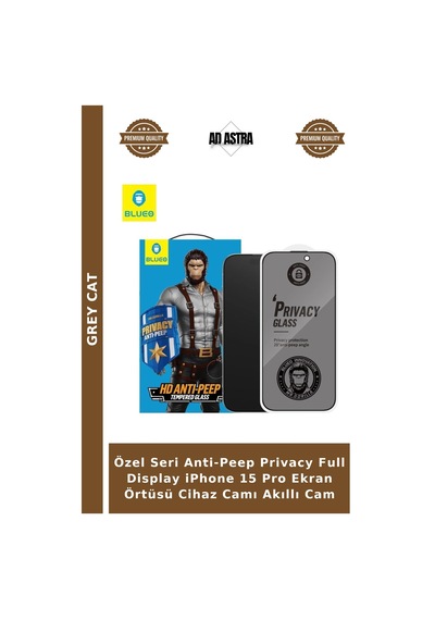 Özel Seri Anti-peep Privacy Full Display İphone 15 Pro Ekran Örtüsü Cihaz Camı Akıllı Cam