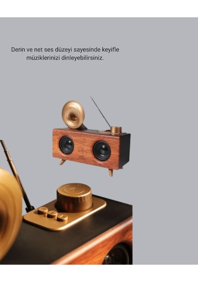 Çift Hoparlörlü Retro Bluetooth Speaker 1800mah Bataryalı Aux Usb Sd Kartlı - Lisinya
