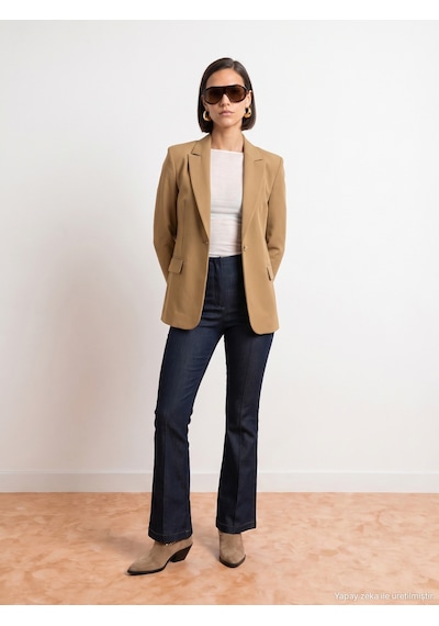 Dilvin 60816 Vücuda Oturan Blazer-yağ Yeşil