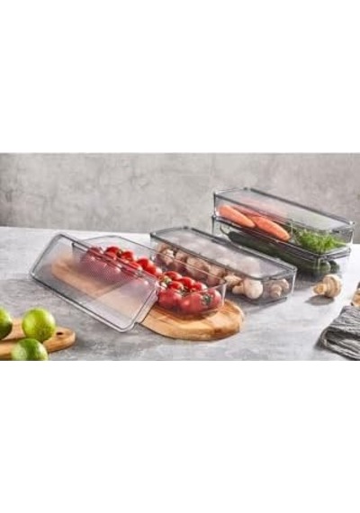 Mina Organizer Plastik Raf, Şeffaf Füme Kapaklı 4 X 750 Ml, Füme