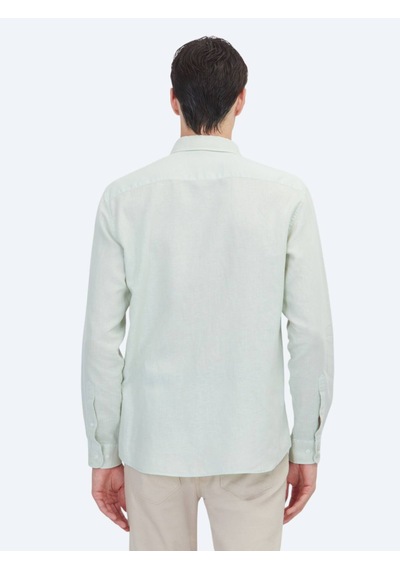 Kip Mint Düz Regular Fit Uzun Dokuma Casual Pamuk Karışımlı Gömlek