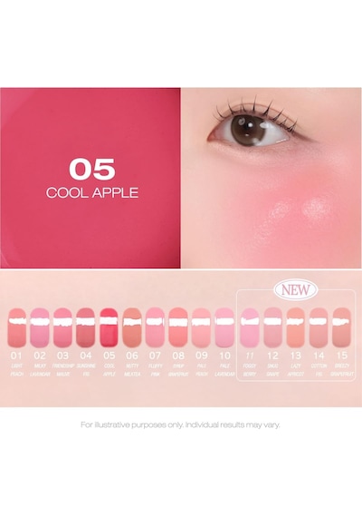 İnce Yapılı, Ciltle Bütünleşen, Pigmentli Likit Allık Syrupy Tok Cheek 05 Cool Apple Çok Renkli
