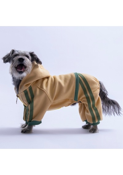 Bej Denver Track Tulum Köpek Tulumu Köpek Kıyafeti Köpek Eşofmanı Kedi Kıyafeti
