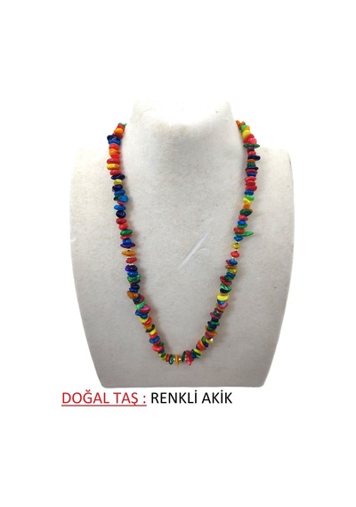 Kırık Doğal Taş Kolye Çok Renkli