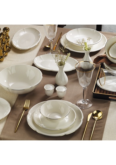 Evaliza Terra Royal Gold 32 Parça 6 Kişilik Yemek Takımı Renkli