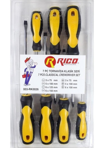 Rıco 003 Rk0026 7li Klasik Tornavida Seti 4 Düz 3 Yıldız